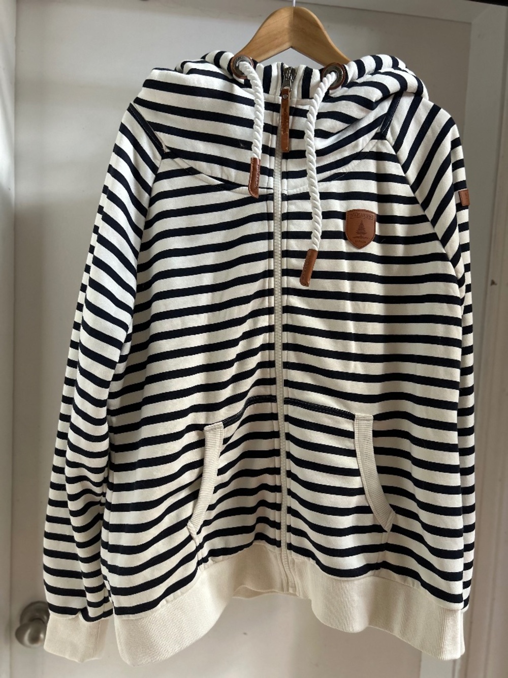 Nautical Navy Stripe Full Zip Hoodie XXL